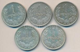 1926-1939. 1P Ag (5x) teljes sorozat! T:vegyes