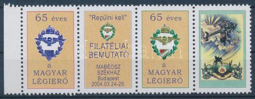 2004 Mabéosz. Filatélia bemutató, 65 éves a légierő négyescsík levélzáró