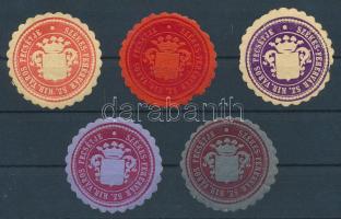 5 klf Székes-Fehérvár Szab.Kir. Város Pecsétje pecsétbélyeg (egyszerűbb címerábrázolással)