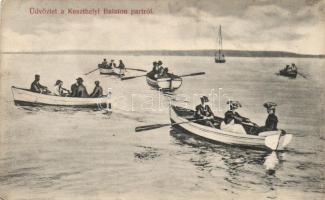 Keszthely, Balaton, csónakázók (kis szakadás / small tear)