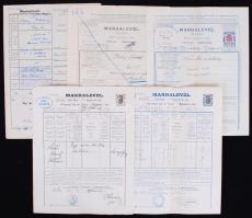 1915-1945 5 db marhalevél, egy felülnyomott értékjelzéssel