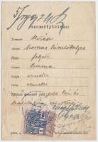 1920 Igazolójegy bábakasztó részére