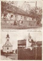 Azonosítatlan magyar városképes lap hősi emlékművel, katolikus templommal (Rb)