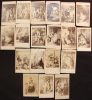 cca 1870-1900 19 db, festményekről készült keményhátú reprodukció, magyar fényképészek műtermeiből /  Vintage photos from various artists 6,5x10,5 cm
