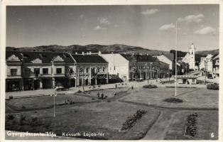 Gyergyószentmiklós Lajos Kossuth square, the shops of Árpád Csiky, Mária Szabó, Kálmán Lázár, Ferenc Bíró, Andor Szenkovits