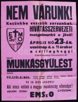 cca 1942 EMSZO hivatásrendi szervezet plakátja 50x60 cm