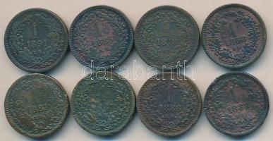 1868KB-1891KB 1Kr (8x) mind klf évszámmal T:2-,3,3-