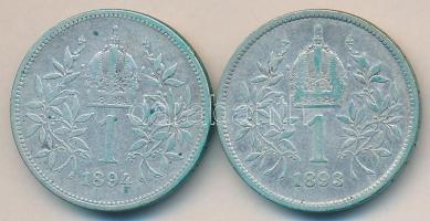 Ausztria 1893-1894. 1K Ag (2x) T:2-,3
Austria 1893-1894. 1 Corona Ag (2x) C:VF,F