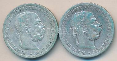 Ausztria 1898-1900. 1K Ag (2x) T:3 Austria 1898-1900. 1 Corona Ag (2x) C:F