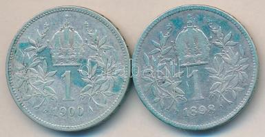 Ausztria 1898-1900. 1K Ag (2x) T:3
Austria 1898-1900. 1 Corona Ag (2x) C:F