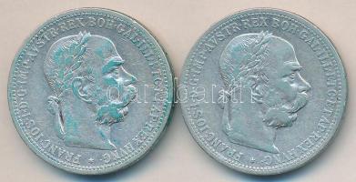 Ausztria 1901-1902. 1K Ag (2x) T:2- Austria 1901-1902. 1 Corona Ag (2x) C:VF