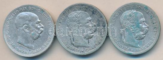 Ausztria 1899-1912. 1K Ag (3xklf) T:2,3 Austria 1899-1912. 1 Corona Ag (3xdiff) C:XF,F