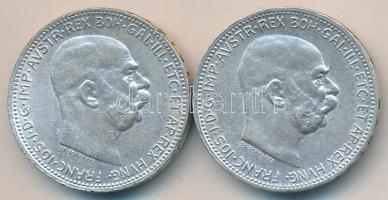 Ausztria 1915-1916. 1K Ag (2x) T:2,2- Austria 1915-1916. 1 Corona Ag (2x) C:XF,VF