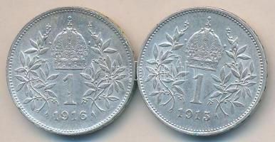 Ausztria 1915-1916. 1K Ag (2x) T:2,2-
Austria 1915-1916. 1 Corona Ag (2x) C:XF,VF