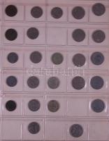 Osztrák-magyar fémpénz gyűjtemény műbőr berakóban, ezüst érmékkel és változatos verdejelekkel! T:veg...