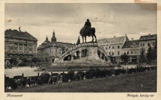 Kolozsvár, Mátyás tér, szobor, Márton Jenő felvétele / square, statue (fl)