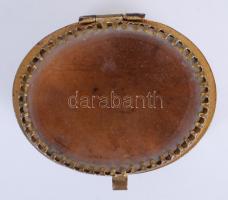 Áttört, növényi díszítésű, réz ékszeresdobozka / 
Pierced brass jewellery box, 5,5x5x3,5cm