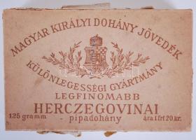 cca 1890 "Magyar Királyi Dohány Jövedék - Legfinomabb herczegovinai pipadohány" dobozka