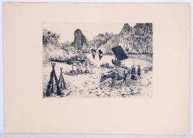 Olvashatatlan jelzéssel: Fegyverek készenlétben. Rézkarc, papír, 34,5x48,5cm