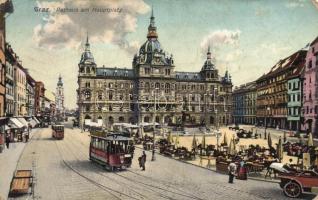 Graz Main square, Town Hall, trams (fa)