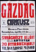 cca 1938 Pesterzsébet Gazdag cirkusz plakátja 60x90 cm