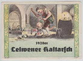 1928 Leiwener Kaltarsch litho sörcímke / Litho beer label