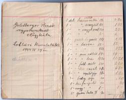 1944 Nagykáta Goldberger Rezső vegyeskereskedő kézzel írt leltári kimutatása jegyzetfüzetben