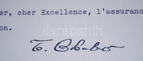 1942 A budapesti japán nagykövt levele Bárczy Sándor belső tanácsosnak saját kezű aláírásával