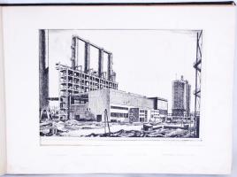 Rézkarcok a magyar vegyiparról. 15db aláírt, eredeti rézkarc mappába fűzve, 28,5x39cm