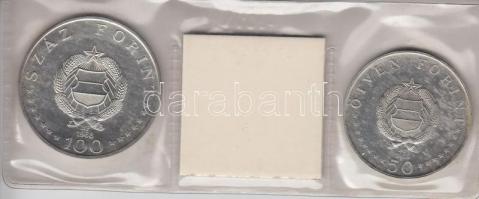 1968. 50Ft Ag + 100Ft Ag "Semmelweis" pár nejlon tokban T:BU