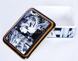 Szász Endre által tervezett Hollóházi jelzett porcelán ékszeres doboz hibátlan állapotban / Faces de...