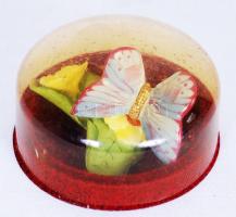 Herendi lepke a virágon, kézzel festett, jelzett, hibátlan, eredeti tokjában, 6×6×3 cm/ Herend porce...