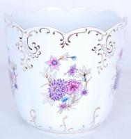 Hollóházi nagy kaspó, matricás, jelzett, hibátlan, m:19 cm, d:21 cm/ Hollohaza porcelain big pot