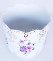 Hollóházi nagy kaspó, matricás, jelzett, hibátlan, m:19 cm, d:21 cm/ Hollohaza porcelain big pot