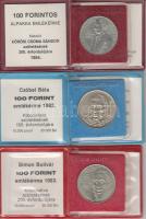 1983. 100Ft "Czóbel Béla" T:BU + 1983. 100Ft "Simon Bolivár" T:BU + 1984. 100Ft "Kőrösi Csoma Sándor" T:BU Mind eredeti tokban és tanúsítvánnyal!