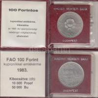 1982. 100Ft "Labdarúgó VB" + 1983. 100Ft "FAO" +  T:BU Mind eredeti tokban és tanúsítvánnyal!