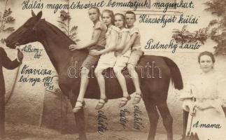 Horse with children in Oravicabánya, photo (small tear)