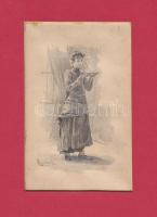 cca 1900 4db nyomat klf jelenetekkel, paszpartuzva, 24x20cm