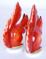 Hollóházi mókusuk, kézzel festettek, jelzettek, hibátlanok, 14 cm, összesen: 2 db / Hollohaza porcel...