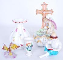Porcelán tétel:Herendi, Zsolnay, Hollóházi, Drasche, jelzés nélküli, hibátlanok, összesen 5 db