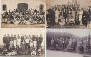 29 db régi fotólap: osztályképek, társadalmi események felvételei, munkahelyi, családi és baráti csoportképek / 29 photo postcards: classmates, colleagues, social events, family and friend group photos