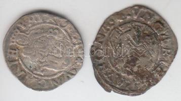 1571-76K-B. Denár Ag "Miksa" (2x) T:3 Huszár 993.,Unger I.: 766.a/ 767.a