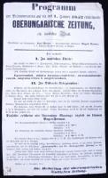 1852 A Felsőmagyarországi Újság hirdetménye. Plakát / Advertising poster of the Oberungarische Zeitung 22x35 cm