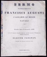 Fabanay Balázs: Sermo panegyricus Francisci augusti caesaris ac regis natali. Pest, 1833 Landerer. 8p.