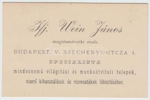 cca 1880 BUdapest V. Wein János magánmérnöki iroda reklámkártya