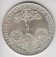 Asszonyi Tamás (1942-) / ÁPV 1973. "MÉE IV. Vándorgyűlése Budapest / Pest Buda Óbuda egyesítésének centenáriuma" Ag emlékérem (25.19g/0.800/42.5mm) T:BU