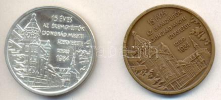 Fritz Mihály (1947-) 1984. "15 éves az Éremgyűjtők Csongrád Megyei Szervezete szeged / Gravírozás: Ifj. Dankó Gyula" Ag + Br emlékérem pár (36.24g/0.835/42.5mm) T:1