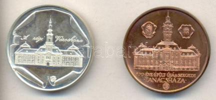 Lapis András (1942-) 1984. "100 éve épült újjá a szegedi Városháza" Ag + Br emlékérem pár (36.12g/42.5mm) T:PP,1
