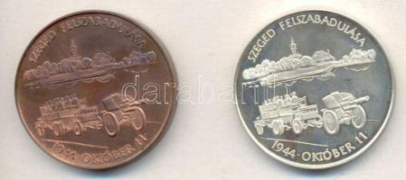 Fritz Mihály (1947-) 1984. "Szeged felszabadulásának 40. évfordulója" Ag + Br emlékérem pár (36.32g/42.5mm) T:PP,1