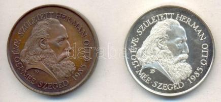 Lapis András (1942-) / Szabó Géza (1939-) 1987. "MÉE Szeged / Herman Ottó" Ag + Br emlékérem pár (36.17g/42.5mm) T:PP,1